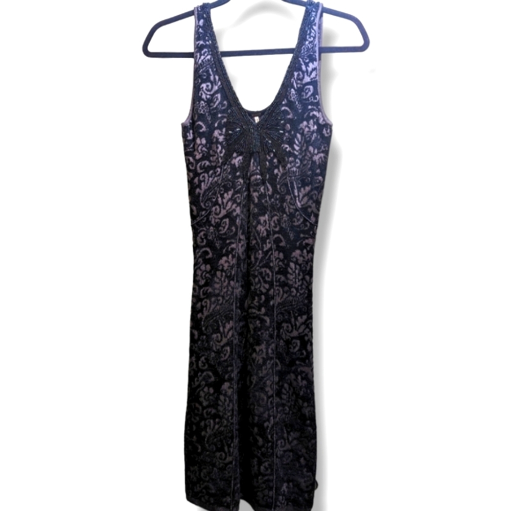Free People Starstruck Black & Grey Beaded Knit Pullover Bodycon Mini Dress- XS - Picture 4 of 16